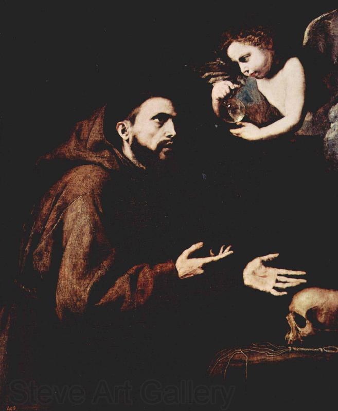 Jose de Ribera Der Hl Franz von Assisi und der Engel mit der Wasserflasche Spain oil painting art